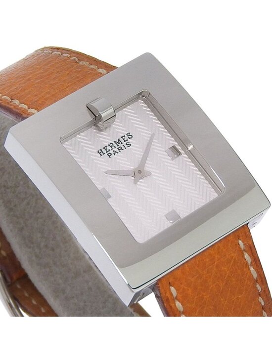 Hermes Stainless Steel Leather D Quartz Analog Display White Dial Watch main image 4